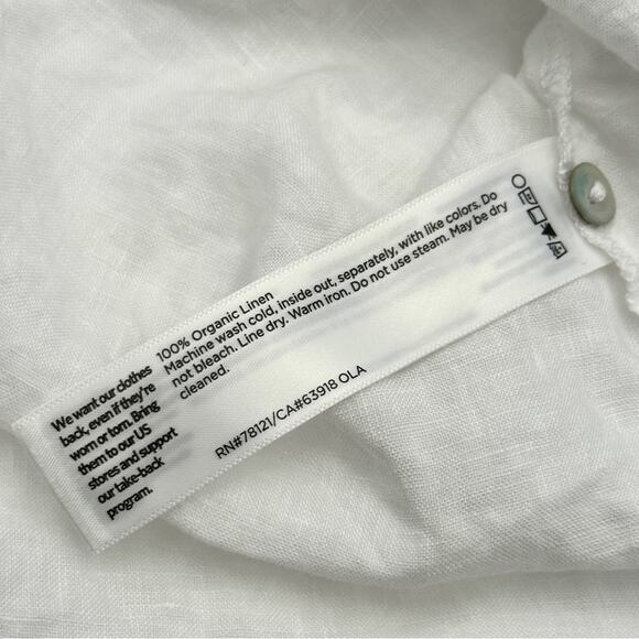 EILEEN FISHER women's white organic linen sleeveless button down shirt SIZE XXS - Picture 9 of 12